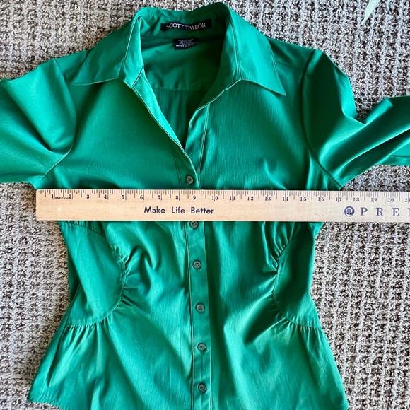 Vintage Scott Taylor Green Short Sleeve 80’s Blouse Size Small - Picture 8 of 11